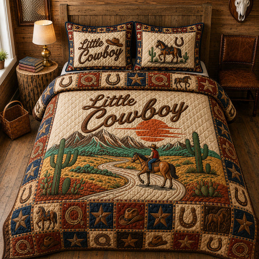 Little Cowboy 3-Piece Quilted Bedding Set GFTOPND315