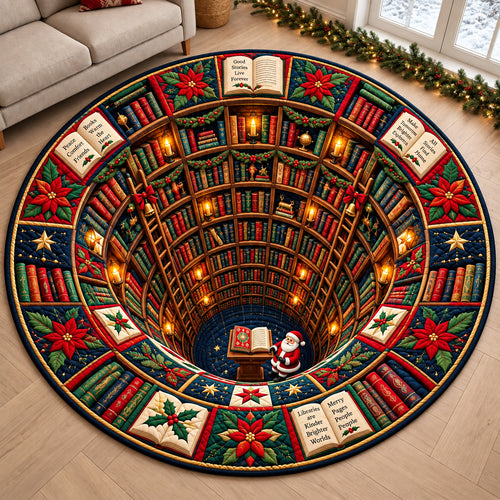 Festive Bookscape Quilted Round Mat GFTOPND3150