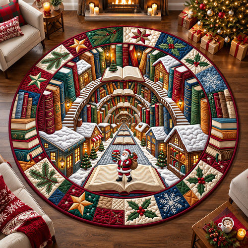 Holiday Book Vortex Quilted Round Mat GFTOPND3151