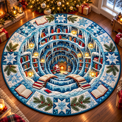 Snowy Book Haven Quilted Round Mat GFTOPND3154