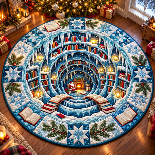 Snowy Book Haven Quilted Round Mat GFTOPND3154