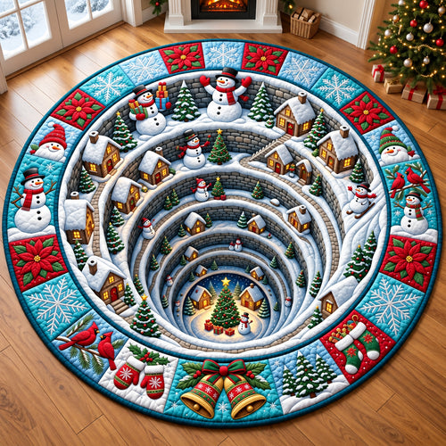 Snowman Winter Village Quilted Round Mat GFTOPND3159