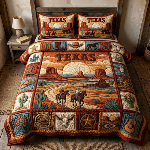 Texas Cowboy 3-Piece Quilted Bedding Set GFTOPND316