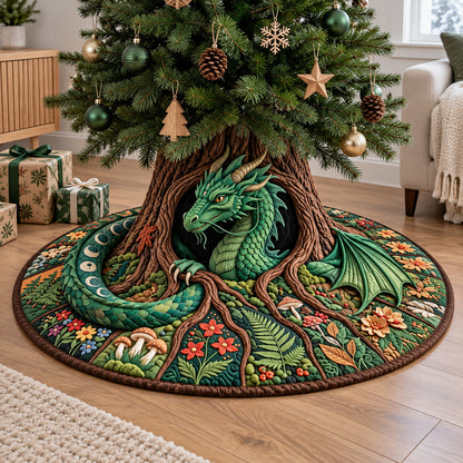 Emerald Forest Dragon Quilted Tree Skirt GFTOPND3164