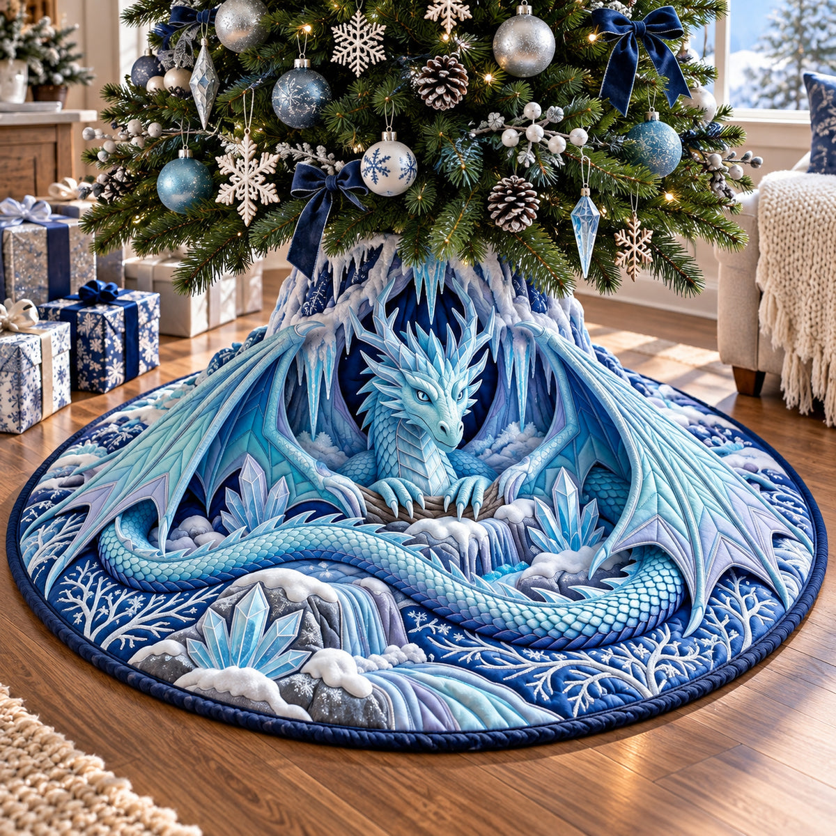 Ice Crystal Dragon Quilted Tree Skirt GFTOPND3166