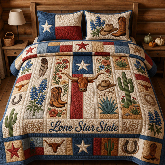 Lone Star State 3-Piece Quilted Bedding Set GFTOPND319