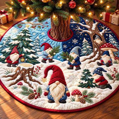 Snowy Gnome Forest Quilted Tree Skirt GFTOPND3196
