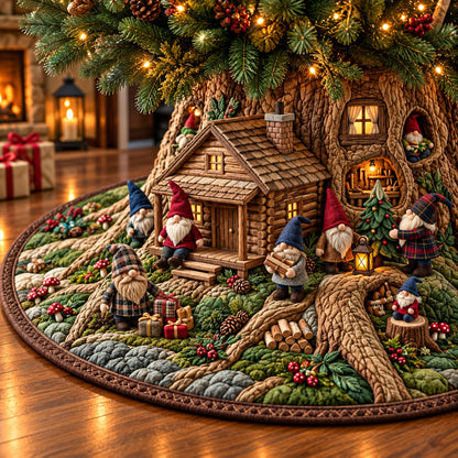 Cozy Gnome Cabin Quilted Tree Skirt GFTOPND3197