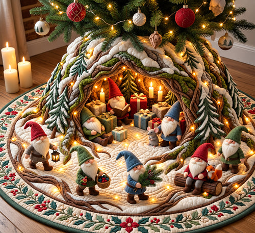 Nordic Gnome Forest Quilted Tree Skirt GFTOPND3198