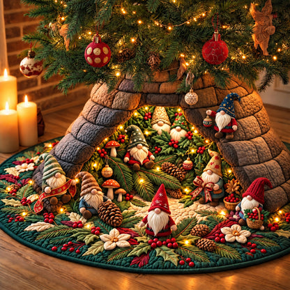 Gnome Christmas Wreath Garden Quilted Tree Skirt GFTOPND3201