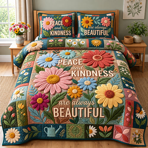 Peace And Kindness 3-Piece Quilted Bedding Set GFTOPND3205