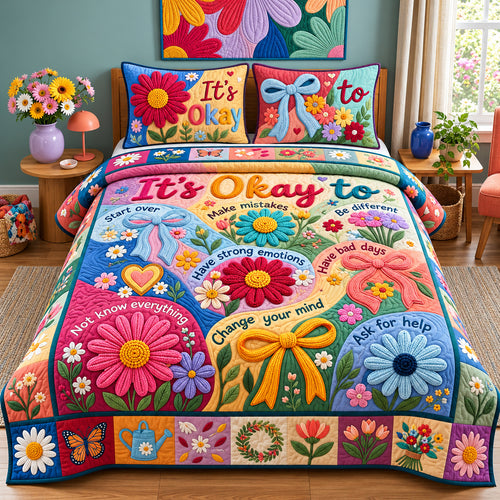 Its Okay 3-Piece Quilted Bedding Set GFTOPND3208