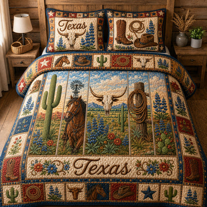 Texas Pride 3-Piece Quilted Bedding Set GFTOPND321