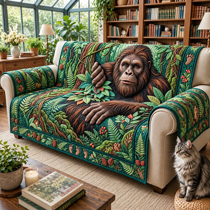 Bigfoot Peeking Through Forest Quilted Sofa Cover GFTOPND3218