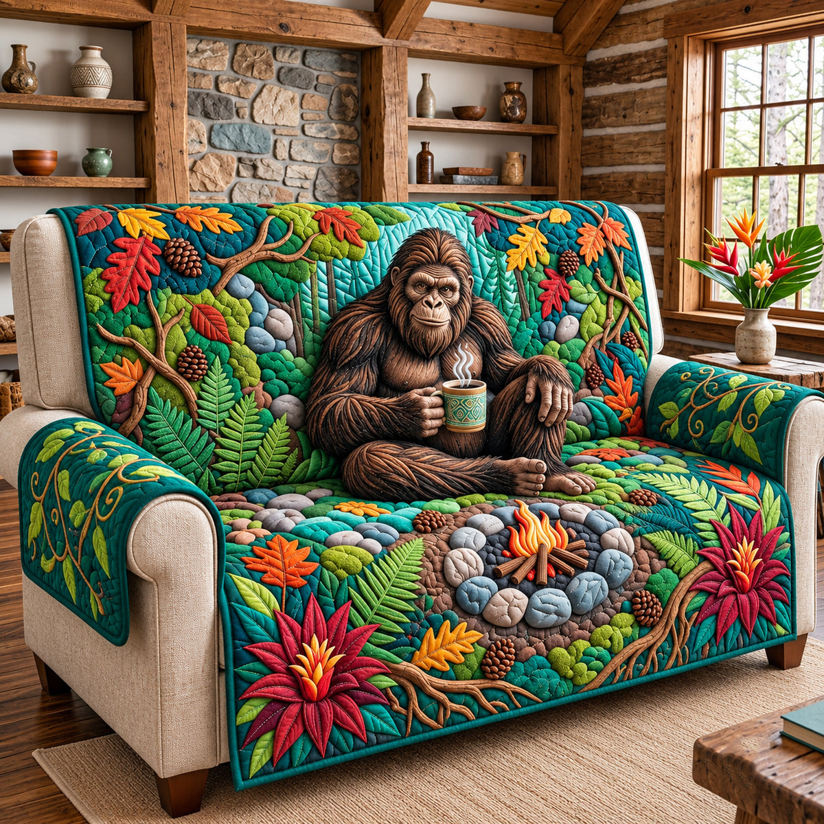 Chilling Bigfoot Quilted Sofa Cover GFTOPND3222