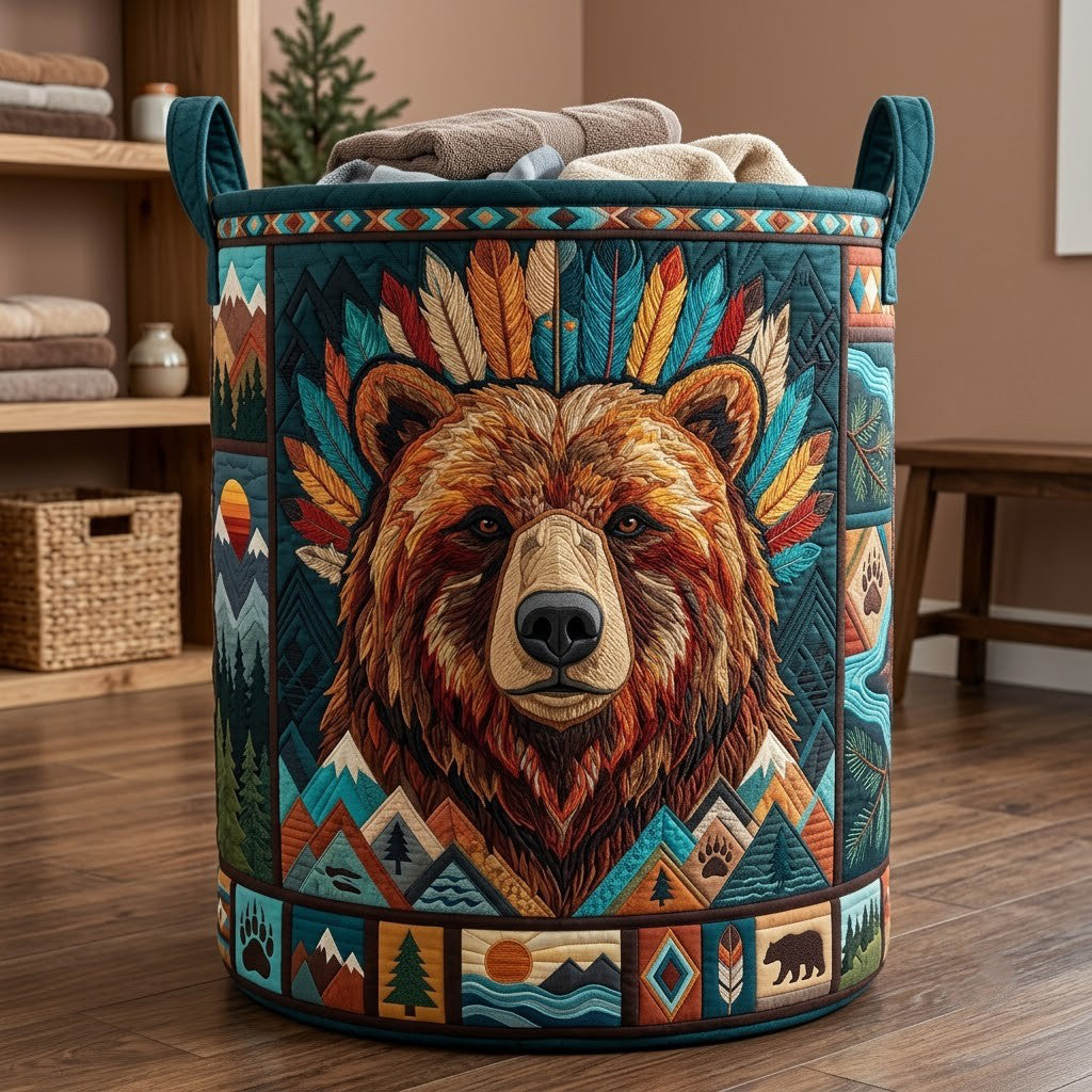 Bear Portal Quilted Laundry Basket GFTOPND3236