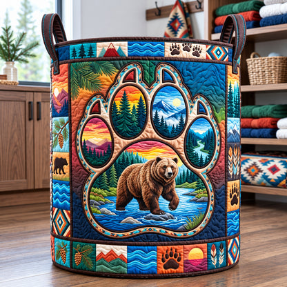 Wilderness Bear Quilted Laundry Basket GFTOPND3237