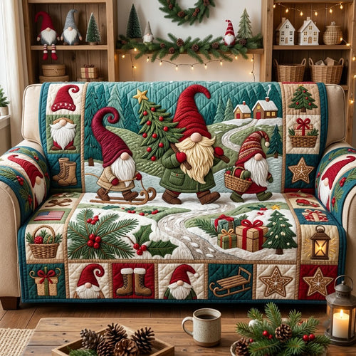Christmas Gnome Quilted Sofa Cover GFTOPND3250