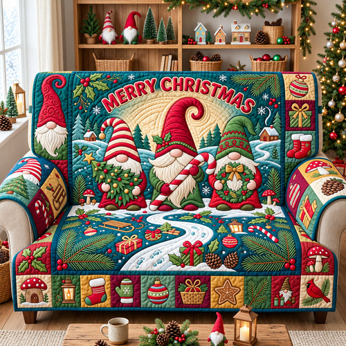 Merry Christmas Quilted Sofa Cover GFTOPND3251