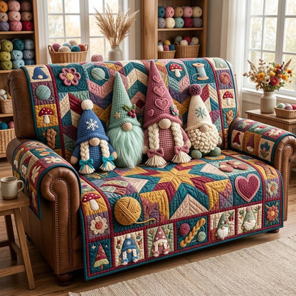 Christmas Gnome Crochet Quilted Sofa Cover GFTOPND3253