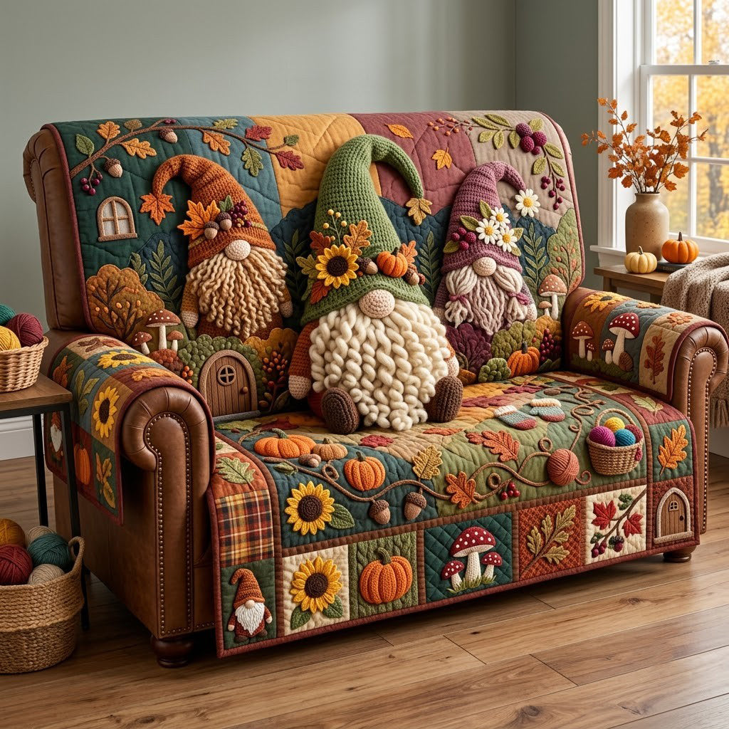 Christmas Gnome Crochet Quilted Sofa Cover GFTOPND3254