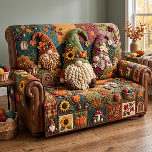 Christmas Gnome Crochet Quilted Sofa Cover GFTOPND3254