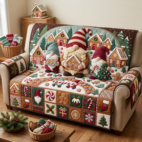 Gnome Christmas Bakery Quilted Sofa Cover GFTOPND3255