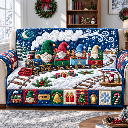Gnome Christmas Train Quilted Sofa Cover GFTOPND3256