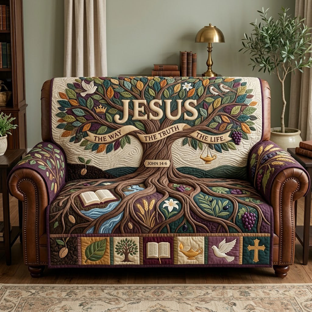 Christian Faith Quilted Sofa Cover GFTOPND3268