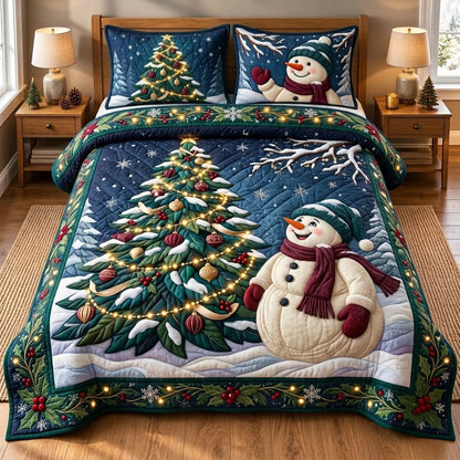 Christmas Snowman 3-Piece Quilted Bedding Set GFTOPND3272