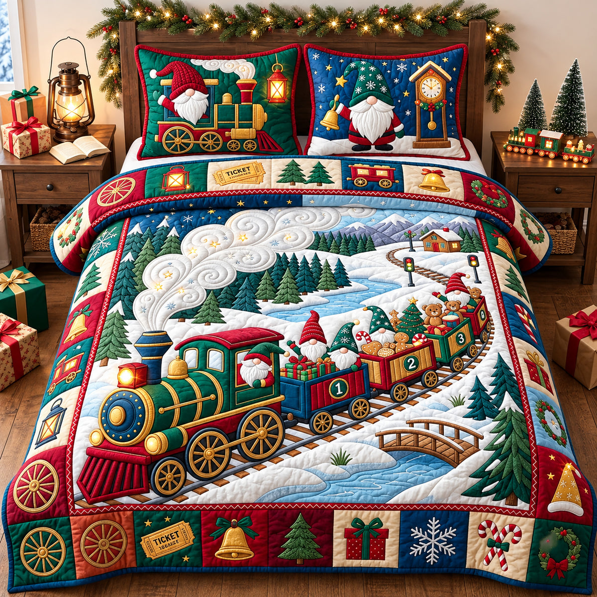 Gnome Express 3-Piece Quilted Bedding Set GFTOPND3276