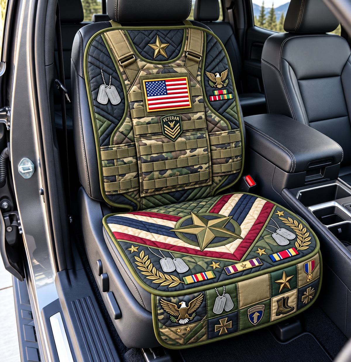 Veteran Pride Quilted Car Seat Protector GFTOPND3283