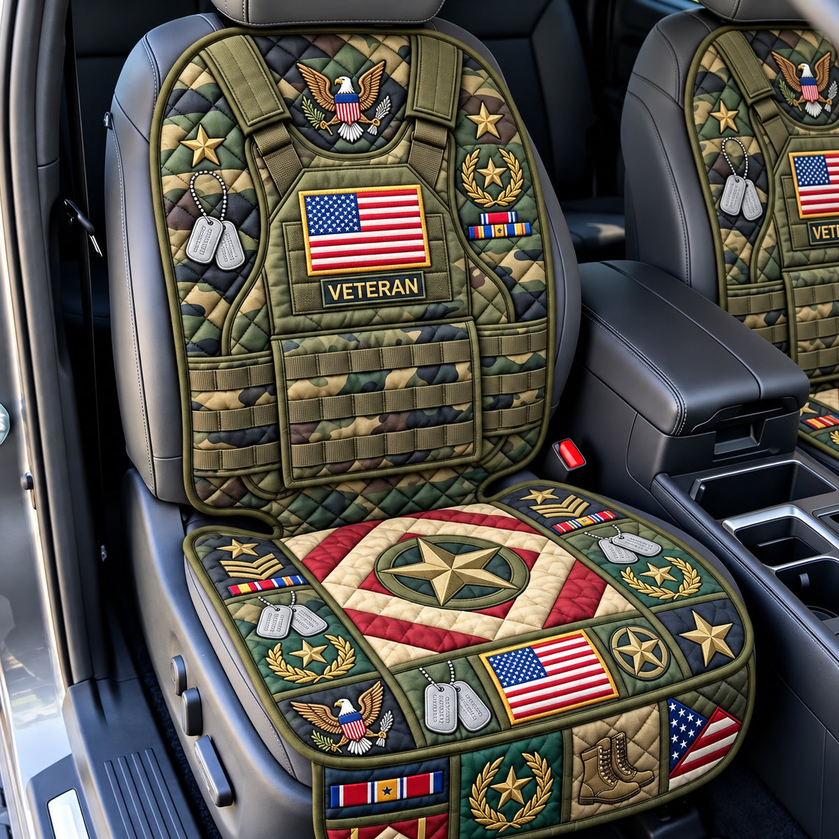 Veteran Pride Quilted Car Seat Protector GFTOPND3284