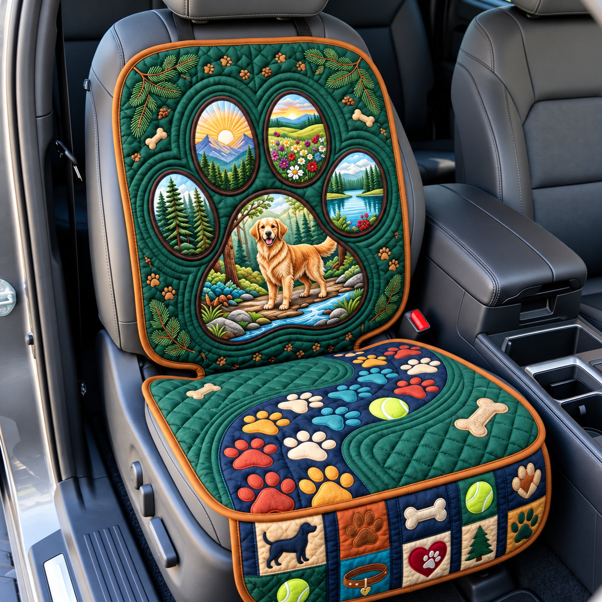 Paw Forest Quilted Car Seat Protector GFTOPND3292