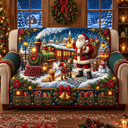 Magical Christmas Train Quilted Sofa Cover GFTOPND3303