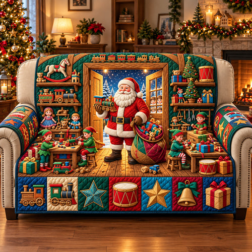 Santa Toy Workshop Quilted Sofa Cover GFTOPND3307