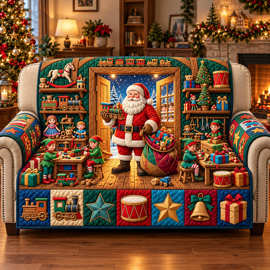 Santa Toy Workshop Quilted Sofa Cover GFTOPND3307