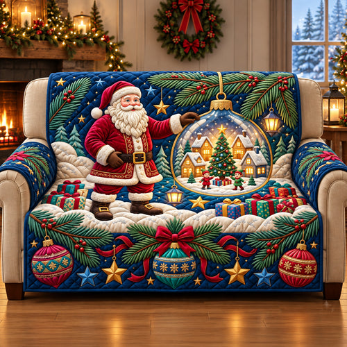 Santa Christmas Ornament Quilted Sofa Cover GFTOPND3309