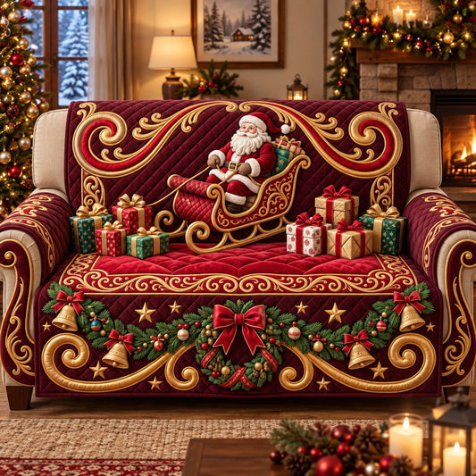 Santa Sleigh Quilted Sofa Cover GFTOPND3343