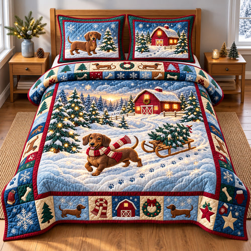 Happy Weenie 3-Piece Quilted Bedding Set GFTOPND3382
