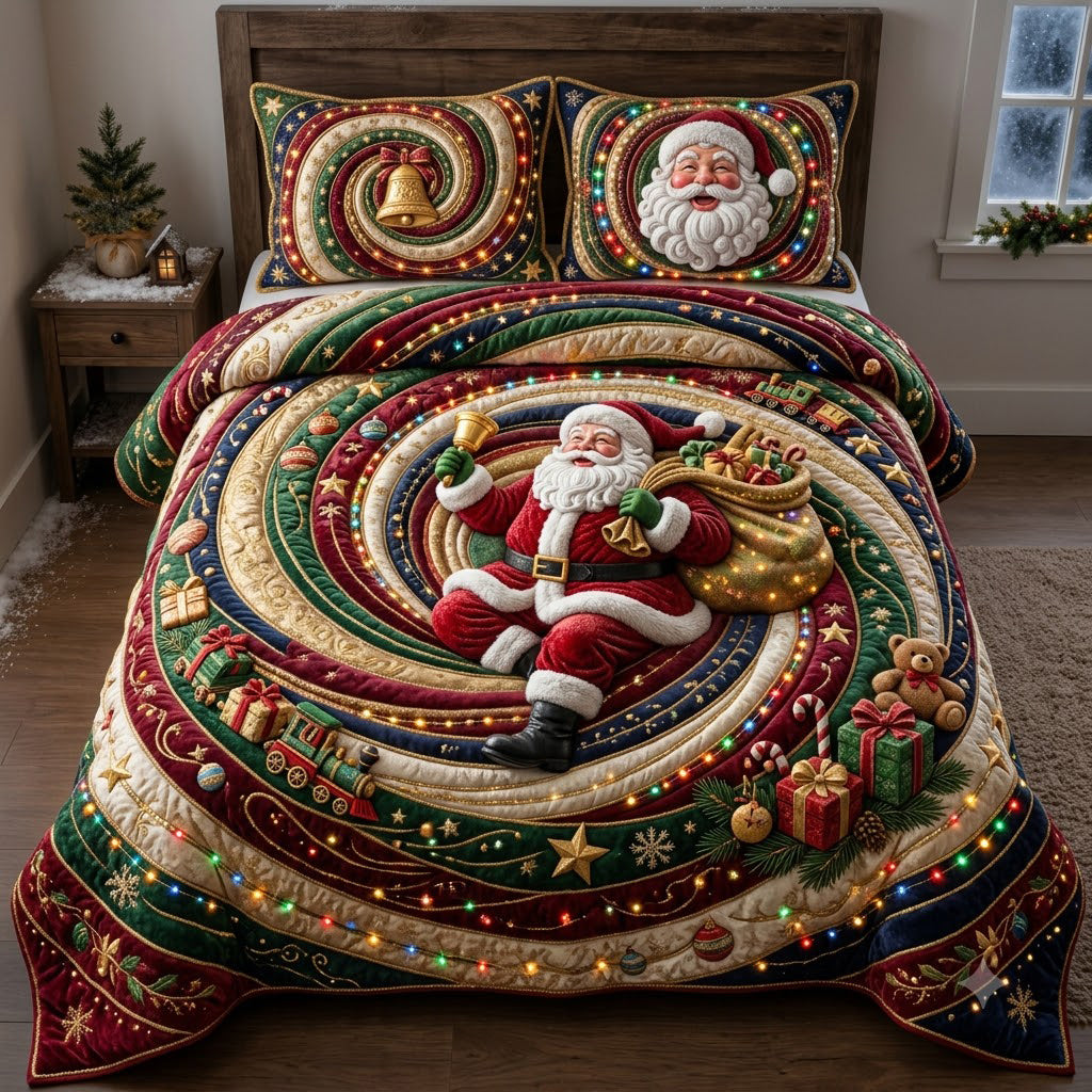Christmas Flow 3-Piece Quilted Bedding Set GFTOPND3384