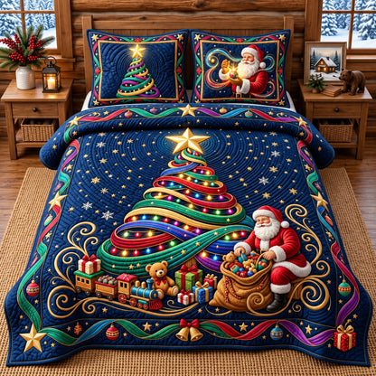 Christmas Light Tree 3-Piece Quilted Bedding Set GFTOPND3387