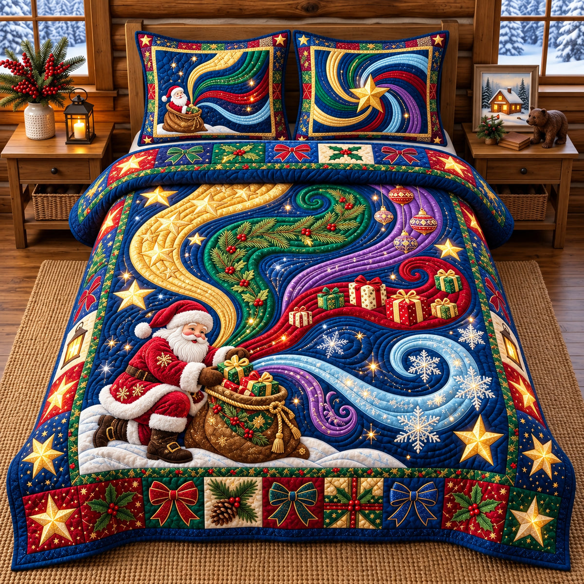 Magical Light Swirl 3-Piece Quilted Bedding Set GFTOPND3389