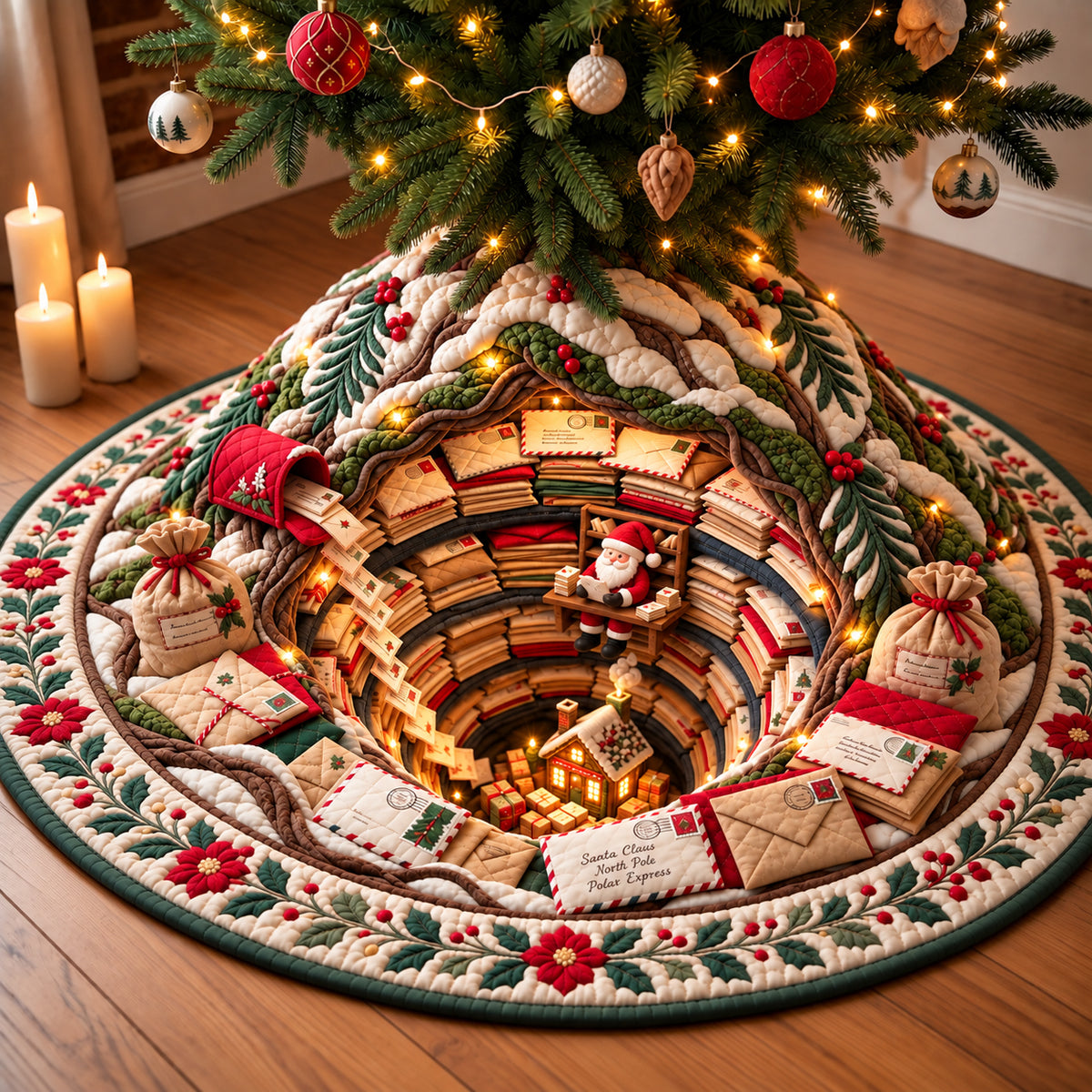 Christmas Mail Canyon Quilted Tree Skirt GFTOPND3396