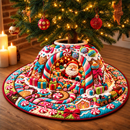 Santa Candyland Cave Quilted Tree Skirt GFTOPND3397