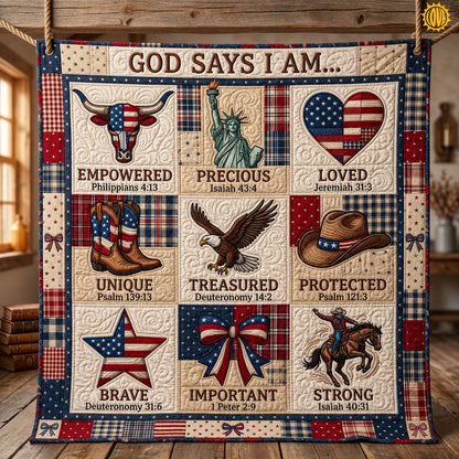 God Says I Am Quilted Blanket GFTOPND343