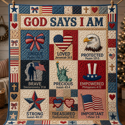 God Says I Am Quilted Blanket GFTOPND344