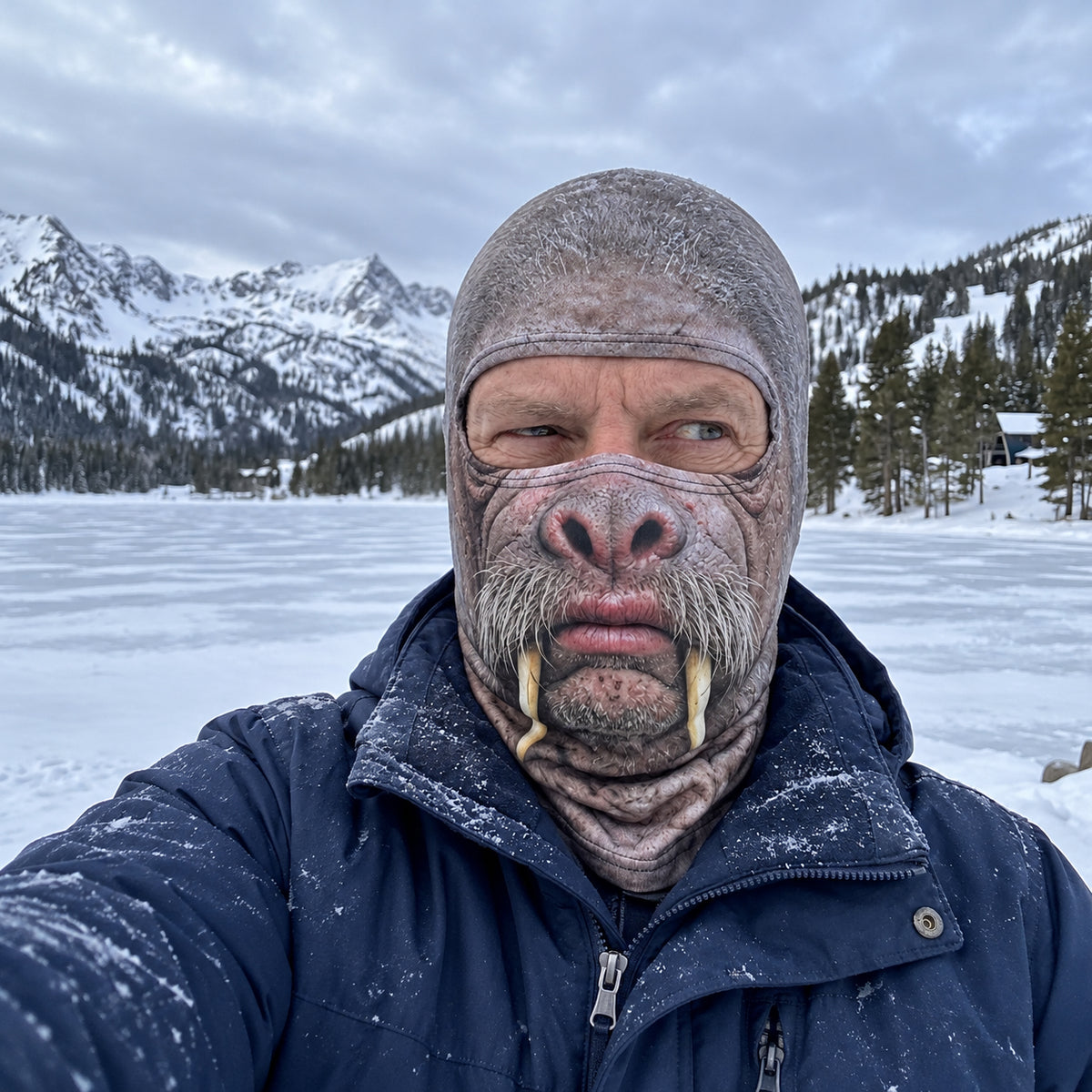 Skiing Funny Face Mask GFTOPND3476
