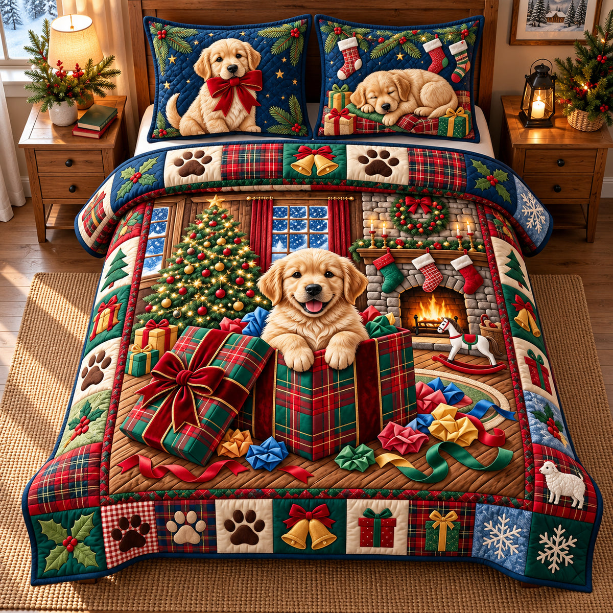Fireside Golden 3-Piece Quilted Bedding Set GFTOPND3450