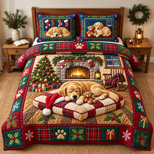 Snowy Golden 3-Piece Quilted Bedding Set GFTOPND3453
